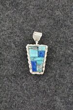 Turquoise, Lapis & Sterling Silver Double-Sided Pendant - Bevis Tsadasi for sale  Shipping to South Africa