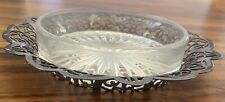 Ornate WM ROGERS EPNS Lovelace Pattern #1513 6” Silver Plate Tray w/ Glass Dish for sale  Shipping to South Africa