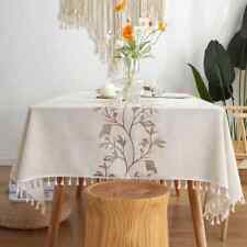 Usado, Mantel bordado borla algodón lino a prueba de polvo cubierta de mesa decoración segunda mano  Embacar hacia Argentina