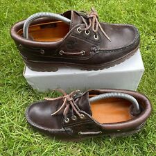 Timberland Men's Boat Deck Shoes Brown Leather  Vintage Retro 3 Eye Size UK 7 W for sale  Shipping to South Africa