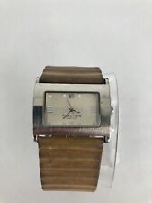 Kenneth Cole Reaction 33mm relógio de quartzo tom prata com pulseira de couro larga e bateria comprar usado  Enviando para Brazil