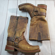 Double H Cowboy Boots Womens 8.5M Brown Leather Harness Distressed Side Zip, used for sale  Shipping to South Africa