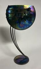 Incredible Signed Green Blue Iridescent Glass Metal Wire Art Abstract Sculpture  for sale  Shipping to South Africa