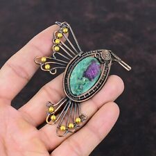 Women's Day Gift Ruby Fuchsite Copper Gift Wire Wrapped Bird Pendant 3.94" for sale  Shipping to South Africa