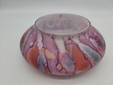 Cased Art Glass Vase Bowl Layered Colorful Abstract Watercolor on White Unique for sale  Shipping to South Africa