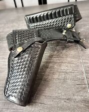 Smith & Wesson S&W B17 34 W RH Black Leather Basket Weave Revolver Holster & BLT, used for sale  Shipping to South Africa