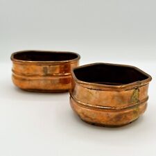  Vintage Copper Planters Bowls Hexagon Oval Patina Small Set Of 2 for sale  Shipping to South Africa