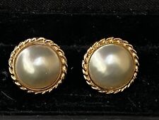 Pendientes de perlas Mabe de oro amarillo 14k con clip trasero~PESO TOTAL INC PERLA 10,9 g segunda mano  Embacar hacia Mexico