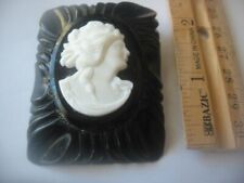 Cameo Pin Brooch white set in square black box., used for sale  Shipping to South Africa
