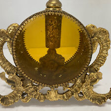 Vintage Amber Glass Golden Ormolu Vanity Perfume Bottle for sale  Shipping to South Africa