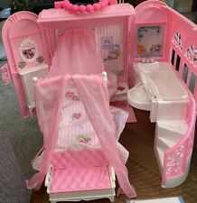 1998 VINTAGE Barbie Bed & Bath Playset House   Fold Up Pink Case Purse Doll Set for sale  Shipping to South Africa
