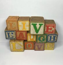 Antiguo ""LIVE LAUGH LOVE"" Vintage MADERA Juguetes Bloques Decoración/Hogar * VER * segunda mano  Embacar hacia Argentina