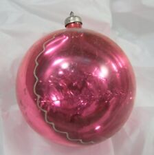 Enfeite de árvore de Natal rosa vintage grande/bolinha meio transparente com enfeites comprar usado  Enviando para Brazil