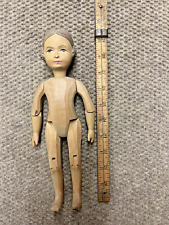 Vintage European Wooden Carved Articulated Doll with Hair Buns for sale  Shipping to South Africa