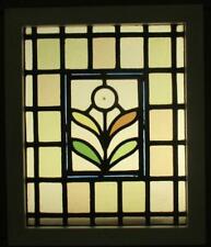 VICTORIAN OLD ENGLISH LEADED STAINED GLASS WINDOW Bullseye/ Leaves 14" x 16.75" for sale  Shipping to Canada