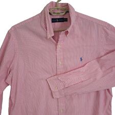 Camisa de vestir Ralph Lauren para hombre XL a rayas manga larga con botones algodón rosa segunda mano  Embacar hacia Argentina