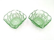 Vintage Green Glass Dessert Bowls Pressed Glass Bowls Set of 2 for sale  Shipping to South Africa