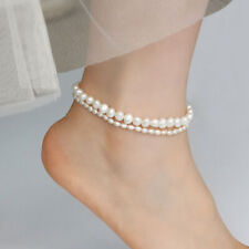 Echt Natürlich Süßwasser Perle Fußkettchen Elastische Kette Strand Fuß Armband comprar usado  Enviando para Brazil