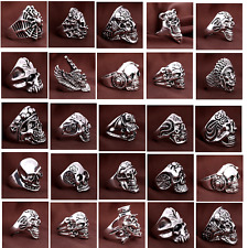 Lotes por atacado de anéis de joias masculinos de prata/ouro GOTHIC BIKER punk rock caveira, usado comprar usado  Enviando para Brazil