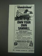 1989 Wood-Mizer Sawmill Ad - Own your own sawmill for sale  Madison Heights