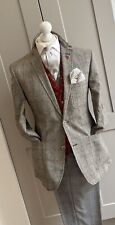 NWOT Cecil Gee mens brown white check linen leather summer blazer 38 40 jacket for sale  RICHMOND
