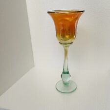Rick Strini Designed  Art Blown Glass Tulip Iridescent Gold Green Luster Signed  for sale  Shipping to South Africa