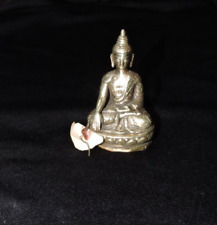 VINTAGE BUDDHA STATUE FIGURINE BRONZE SILVER w TIE TAG for sale  Shipping to South Africa