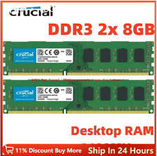 RAM de escritorio CRUCIAL DDR3 1600 MHz 2x 8GB 16GB PC3-12800 240 pines DIMM 16G 8G segunda mano  Embacar hacia Argentina
