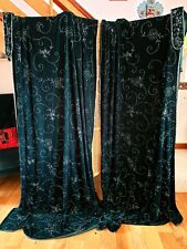 Heavily Beaded Sequin Curtains Drapes Velvet Green 54" X 100" Theatrical Vintage for sale  Shipping to South Africa