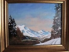 PINTURA PAISAJE INVIERNO INVIERNO Original De Colección Montañas Nieve Pinos FIRMADA Enmarcada segunda mano  Embacar hacia Argentina