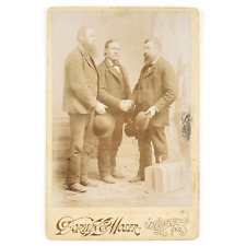 Used, Business Men Shaking Hands Photo c1885 Decatur Indiana Group Cabinet Card B3228 for sale  Shipping to South Africa