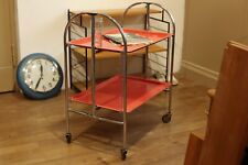 Used, True Vintage Tea Trolley Serving Table on Wheels 70s Red Chrome for sale  Shipping to South Africa