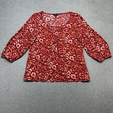 Blusa Talbots Feminina Grande Vermelha Floral Plissada Gola Redonda Manga Folhada Algodão Modal comprar usado  Enviando para Brazil