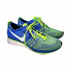 Tênis Nike Flyknit Trainer azul elétrico verde 532984-431 masculino tamanho 9 comprar usado  Enviando para Brazil