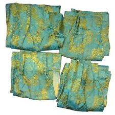 Conjunto de 4 cortinas plissadas brocado amarelo tecidos Riverdale verdes vintage anos 60/70 comprar usado  Enviando para Brazil