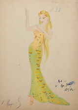 Used, Signed theatre costume design gouache painting for sale  Shipping to Canada
