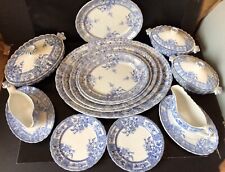 Used, 19thC Antique Victorian Blue White Part Dinner Service Barkers Kent Garfield Pat for sale  Shipping to South Africa