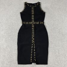 Vestido ceñido al cuerpo MAAC London para mujer talla 6 con abertura frontal soporte dorado ribete negro segunda mano  Embacar hacia Argentina