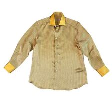 Stefano Ricci Gold 100% Silk Dress Shirt Button-Down Long Sleeve Size Medium Men for sale  Shipping to South Africa