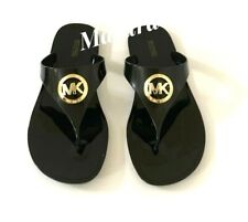 Women MK Michael Kors Lillie Jelly Thong Flat Slide Sandals PVC Black  for sale  Shipping to South Africa