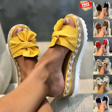 Sandalias para mujer con moño nudo deslizantes interiores zapatillas de verano informales talla segunda mano  Embacar hacia Argentina