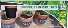 Terracotta Chalkboard Planters Pots Herbs Set Of 3  for sale  Shipping to South Africa