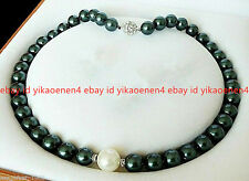 Used, Beautiful 8mm Black & 10mm White Freshwater Round Shell Pearl Necklace 18'' for sale  Shipping to South Africa