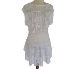 Vestido Magali Pascal Feminino Crochê Renda Sem Mangas Tamanho P Branco Transparente Elástico comprar usado  Enviando para Brazil