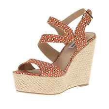 Steve Madden Jenny Espadrille Wedge Size 7.5 Geometric Peep Toe Sandals Coral, used for sale  Shipping to South Africa