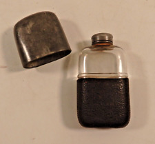 James Dixon and Sons, Pewter, Leather and glass hip flask for sale  Shipping to South Africa
