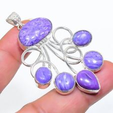 Used, Charoite Art Piece 925 Silver Plated Handmade Pendant of 2.45" for sale  Shipping to South Africa