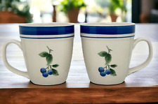 Set of 2 LL Bean Floral Blueberry Flower Ceramic Mugs Cups 12 oz for sale  Shipping to South Africa