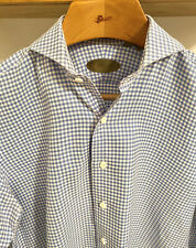 Camisa de vestir para hombre Phineas Cole azul y blanco a cuadros (talla 16-34) ~ $295.00 Precio de venta sugerido por el fabricante segunda mano  Embacar hacia Argentina