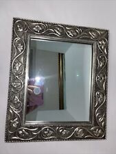 Espelho de parede decorativo antigo acabamento prata folha ornamentada 13x11,5” comprar usado  Enviando para Brazil